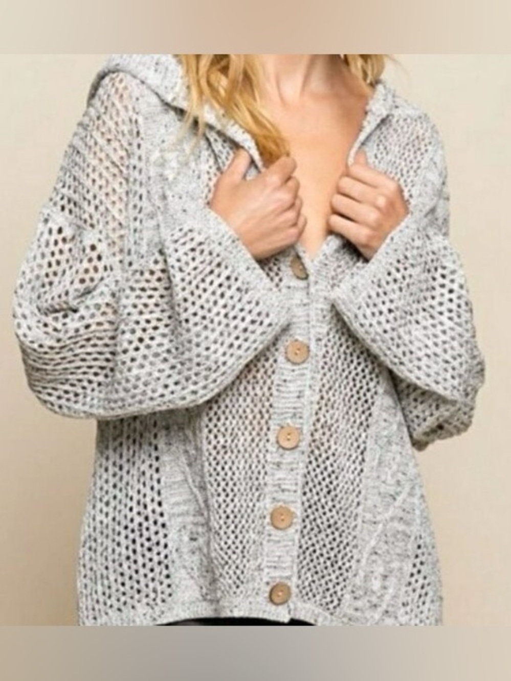 POL Cable Knit Cardigan Hoodie Medium